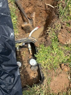 Water line by Livas Contracting Services, Katy TX: Service line exposed at the meter