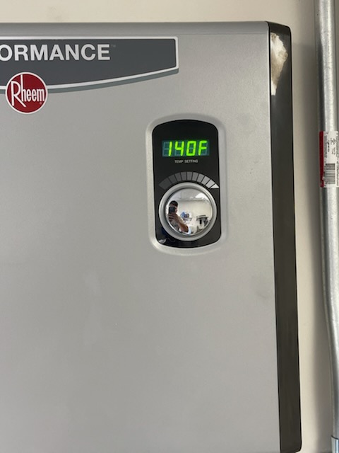 Tankless by Livas Contracting Services, Katy TX: Rheem set to 140F and commissioned